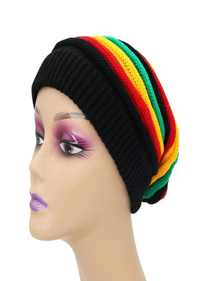 Bandelt Unisex Jamaica Reggae Cap Rasta Slinky Beanie Multi-Colour Striped Slouchy Baggie Beanie Skullies Gorro Rasta Hat - Image 4